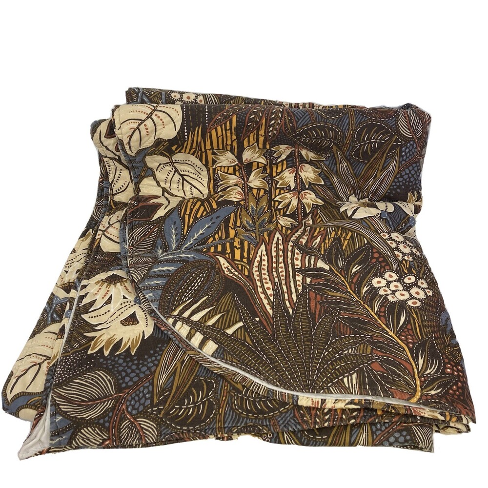VTG 70s 80s Cannon Full Double Bed Comforter Blanket Bedspread Brown Floral